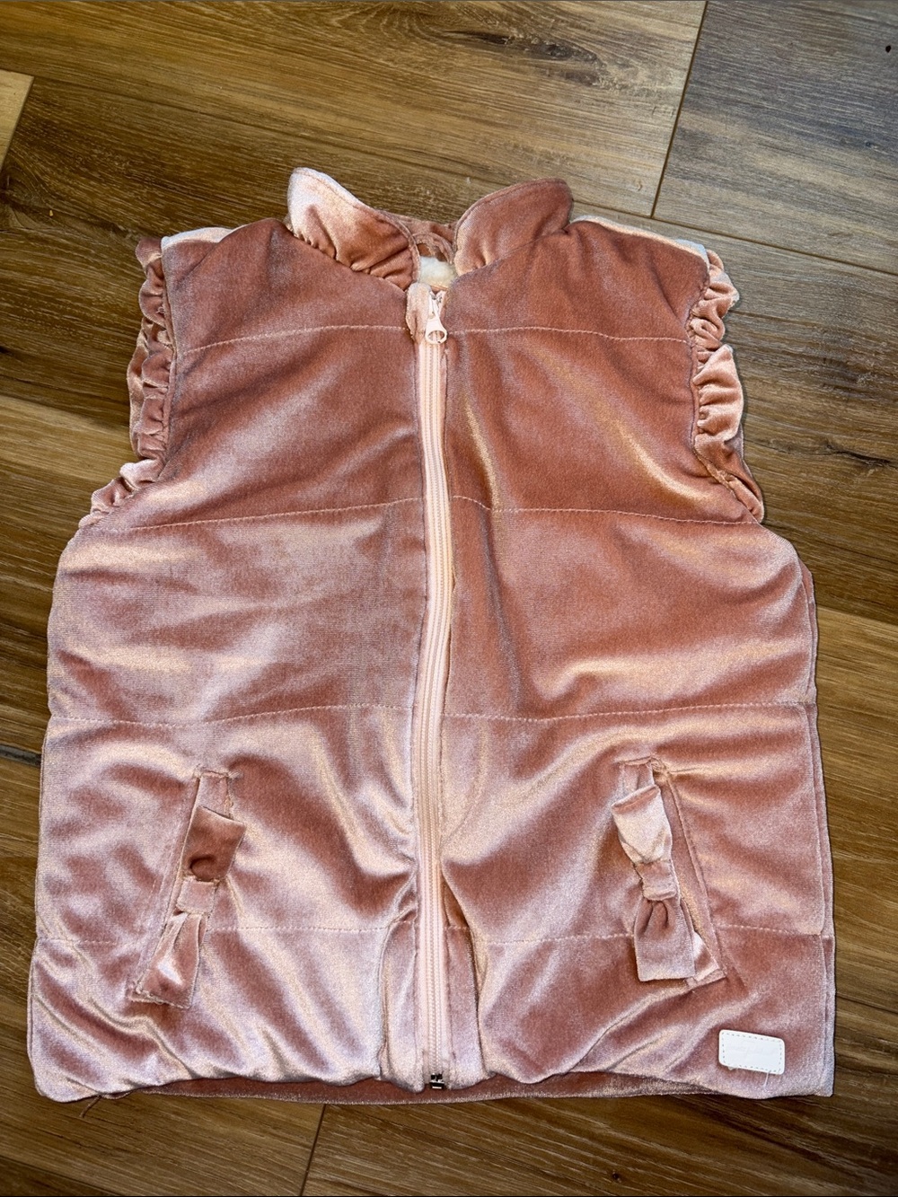 7 For All Mankind Pink Velvet-Look Vest with White Sherpa Lining